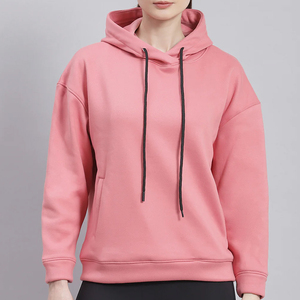 Sudadera con Capucha Unisex Rosa Elegante, Sudadera de Felpa, Corte Regular, Diseño de Bolsillo de Color Sólido, Ropa Casual de Otoño, Sudadera Tejida - Product Image 5