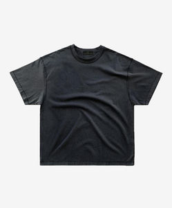 T-shirts décontractés pour hommes à coupe carrée, en coton uni, col montant, épaules tombantes, surdimensionnés, couleur unie, 2025, vente en gros, avec logo personnalisé imprimé - Product Image 6