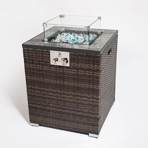 Table d'angle de jardin à gaz propane de 28 pouces avec foyer décoratif et colonne de feu extérieure - Product Image 1