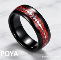 Bague en carbure de tungstène rouge en fibre de carbone avec motif flèche tribale argentée, alliance pour homme polie haute brillance de 8 mm, bijou unique