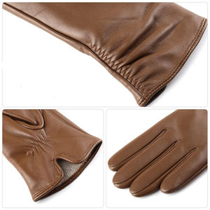 Gants de vélo en cuir, longueur poignet, thermiques, non doublés, style uni, compatibles écran tactile, pour usage quotidien en hiver, sport et soirées - Product Image 3