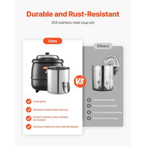 Scaldavivande Elettrico Commerciale 10QT in Acciaio Inox 304 con Pentola Interna Rimovibile, Attrezzatura per Mantenere Caldo 95~176°C - Product Image 3