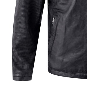 Veste en cuir véritable pour homme, style motard, avec fermetures éclair, pour grossistes - Product Image 4