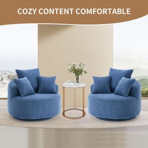 LY 031BL Poltrona Girevole Singola in Filato Lavorato all'Uncinetto con Imbottitura Completa in Spugna per Soggiorno - Product Image 4