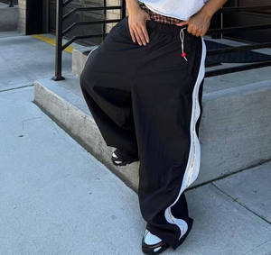 High Street Men's Oversized Wide Leg <b>Track</b> Pants Side Stripe Baggy Joggers Loose Fit Streetwear Hip Hop Casual Sport <b>Trousers</b> - Product Image 5