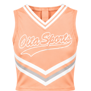 Haut de maillot de cheerleading personnalisé sans manches, uniforme d'équipe sportive, tenue athlétique pour l'entraînement et la performance, vêtements de compétition pour équipe de cheerleading - Product Image 1