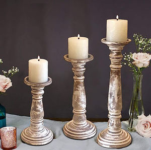 Candelabros de pilar de madera hechos a mano con diseño decorativo para el hogar de alta calidad, candelabros de Madera hechos a mano para decoración del hogar - Product Image 2