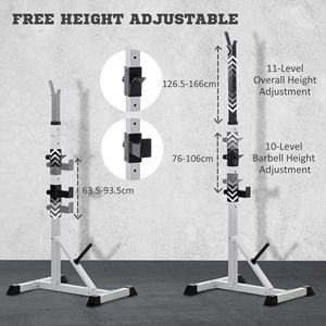 Supporto per bilanciere regolabile in altezza in acciaio a 2 pezzi, per squat e panca piana, attrezzatura per sollevamento pesi domestico con funzione di stoccaggio - Product Image 5