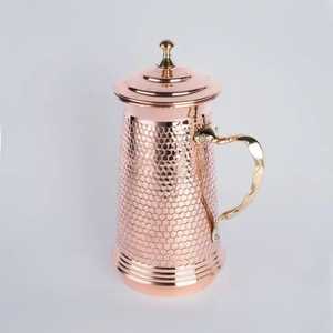 Plain Pure Copper Water <b>Jug</b> with Lid Ayurvedic Drinkware Pitcher for Health Hotel Restaurant Catering Serveware Supplies - Product Image 3