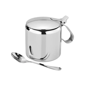 Stainless Steel Sugar <b>Cube</b> Pots With Lid & Spoon Minimalist Design Glossy Surface Rust Resistant Kitchenware - Product Image 2