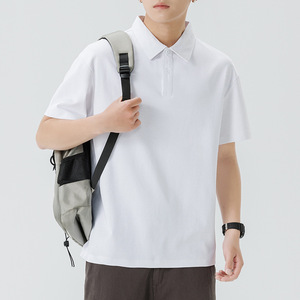 Polo en coton uni pour homme, manches courtes, décontracté, tricoté, vert uni, coupe classique - Product Image 3
