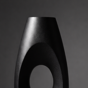 Vase à fleurs abstrait moderne en aluminium moulé, style nordique noir mat, pot à fleurs géométrique minimaliste, vase décoratif pour bourgeons - Product Image 4