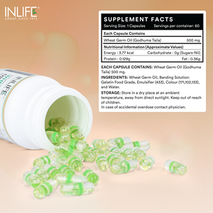 Cápsulas de Aceite de Germen de Trigo 500 mg, 60 Unidades, Cápsulas Duras Llenas de Líquido, Envase en Botella para Adultos - Product Image 3