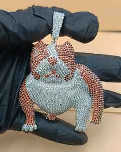 Pendentif Bulldog personnalisé serti de pierres, style Hip Hop, en argent 925, pendentif animal tendance, pendentif personnalisé en moissanite VVS pour cadeaux - Product Image 1