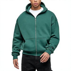 Sweat à capuche zippé pour homme, coupe décontractée, streetwear uni, vêtement vierge personnalisable avec poches avant - Product Image 6