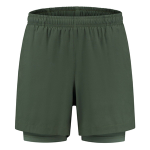 Shorts de course pour homme, couleur unie, séchage rapide, taille mi-haute avec poches zippées, style sportif, tissu tricoté 100% polyester - Product Image 5