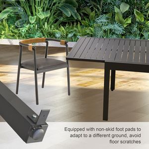Adjustable Aluminum Patio <b>Dining</b> <b>Table</b> 35\" 71\" <b>Extendable</b> for Indoor <b>Outdoor</b> Use E-Coating 4-6 Person Garden <b>Dining</b> - Product Image 5