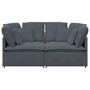 Sofá Modular Extra Grande en Terciopelo Gris Oscuro, Metal y Espuma, Muebles para Sala de Estar - Product Image 4