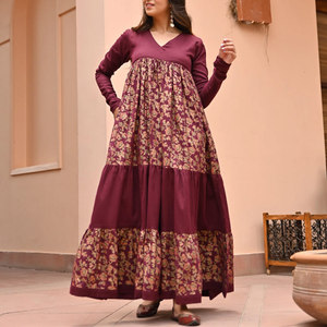 Vestido largo estampado para mujer, diseño estampado hermoso, tela cómoda, elegante, informal, para salidas diarias - Product Image 3