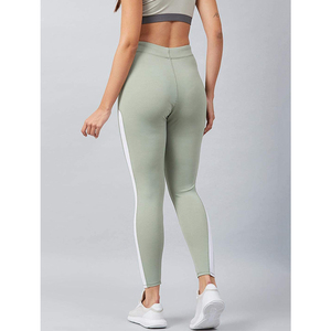 Leggings de yoga taille haute sans couture, longueur intégrale, couleur unie, avec bande latérale contrastante, en Spandex et Nylon, extensibles dans les quatre sens, pour le sport - Product Image 2