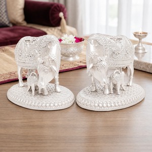 Par de Vacas y Terneros de Resina, Ídolo Moderno para Regalo Espiritual de Inauguración de Casa, 7,5 x 5 cm, 192 g, Murti Tradicional para Puja, Decoración del Hogar - Product Image 6