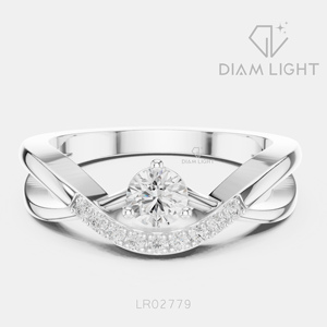 Bague de fiançailles en or blanc 14 carats avec diamant de laboratoire certifié IGI 0,25 carat, couleur F+, clarté VS+, pour femme, cadeau de mariage - Product Image 1