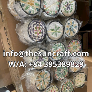 Posavasos con revestimiento resistente al agua - Borde de ratán reforzado - Protector de nácar duradero con aislamiento térmico - Product Image 6