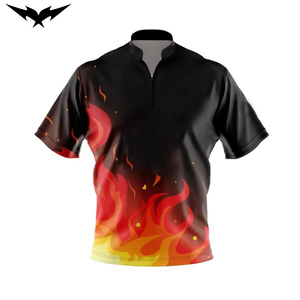 Sublimation Print Custom logo Half Zipper Short Sleeves <b>Bowling</b> T-Shirts 100% Polyester Unisex Breathable <b>Bowling</b> Jersey - Product Image 5