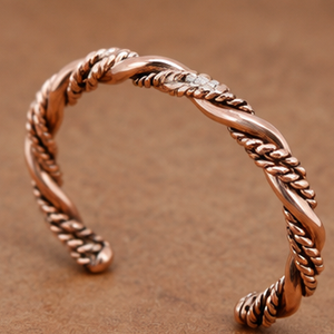 Detailed Heavy Wire <b>Rope</b> Patterned Pure Copper Cuff <b>Bracelet</b> Exquisite Metal Jewelry Promotional Novelty Gift - Product Image 5