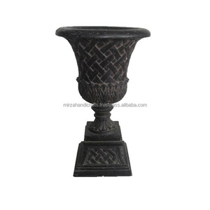 Black Classic Round <b>Flower</b> <b>Pots</b> & Planters <b>Large</b> Outdoor <b>Flower</b> <b>Pots</b> Modern Decorative Metal Planter Garden <b>Pots</b> and Planter - Product Image 1