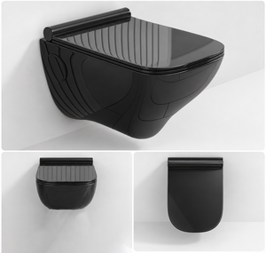 Inodoro de Cerámica Negra de Una Pieza con Doble Descarga, Moderno, Montado en la Pared, para Hoteles, Villas y Apartamentos - Product Image 3