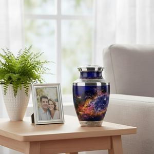 Urna Conmemorativa de Metal Azul Moderna de Primera Calidad, Personalizada, al por Mayor, para Cenizas Humanas de Hombre o Mujer Adulto - Product Image 4