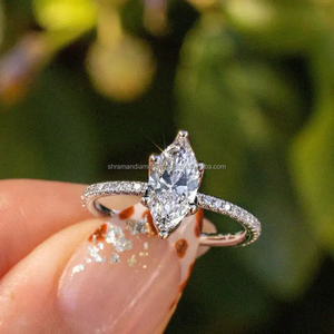 Anillo de compromiso con diamante de corte marquesa, oro amarillo de 14K, anillo de boda con diamante VVS, anillo de boda con diamante cultivado en laboratorio para mujer - Product Image 3