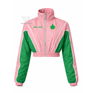 ขายส่งกรีกอัลฟ่า |   คาปา |   เสื้อแจ็คเก็ตครอปปักลายสีสันตัดกัน แบรนด์ Alpha AKA Sorority Clothing - Product Image 1