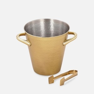 Grande glacière à boissons en cuivre martelé avec revêtement en acier inoxydable, refroidisseur à vin avec poignées robustes, articles de bar décoratifs - Product Image 4
