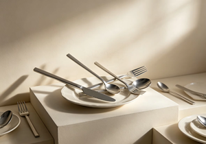 Ensemble de couverts écologiques en acier inoxydable de 5 pièces, design moderne et élégant, vente en gros pour la maison et la cuisine - Product Image 6