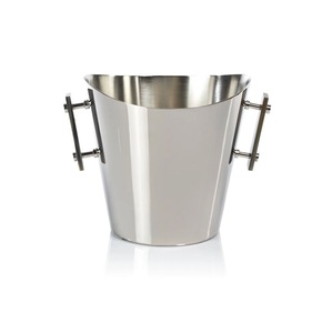 Seau à champagne en acier inoxydable poli - Design contemporain à bord incliné avec poignées en T de style industriel - Product Image 1