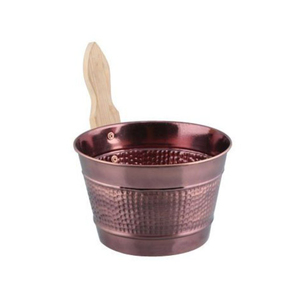 Seau de sauna en cuivre pur martelé à la main de 4 L avec poignée en bois résistante à la chaleur pour spa de luxe et vapeur sèche traditionnelle - Product Image 2