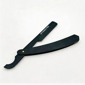 Custom Logo Black Matte ZETOMED PRO Baber Shaving Razor with Stainless Steel Replaceable Single Blade Packaging Included - Product Image 2