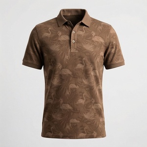 Chemise décontractée pour homme en piqué 100 % polyester bleu marine à manches courtes, respirante, infroissable, coupe classique, design tricoté uni - Product Image 1