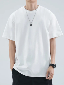 Camisetas Casuales de Verano para Hombre, Sólidas, Transpirables, 250 g/m², Tallas Grandes, Logotipo Personalizado, 100% Mezcla de Algodón, Secado Rápido, Ecológicas, Antiarrugas - Product Image 1