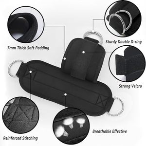 สายรัดข้อเท้าปรับระดับได้แบบ Heavy Duty พร้อมแผ่นนีโอพรีนนุ่มและห่วงเหล็ก D สำหรับการออกกำลังกายขาด้วยเครื่องเคเบิล - Product Image 2