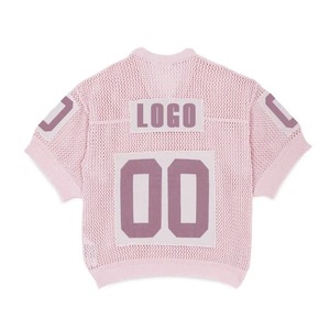 Fabricante de prendas de punto, logotipo personalizado, cuello en V, manga corta, camiseta de punto calada, suéter, camisetas de fútbol y baloncesto - Product Image 1