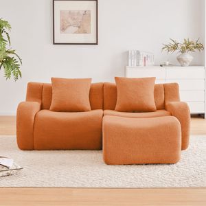 Divano a 2 Posti a L in Tessuto Teddy Senza Struttura, Design Ergonomico con Braccioli Curvi, Alta Qualità 32D per Soggiorno, Nessun Montaggio Richiesto - Product Image 3
