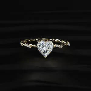 New Design Heart Diamond Twisted Band Engagement Diamond <b>Ring</b> <b>Crafted</b> for Elegance and Beauty D-E VVS-VS Clarity IGI Certified. - Product Image 1