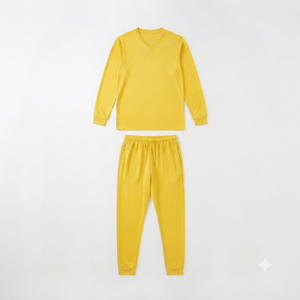 Conjunto Deportivo Amarillo para Hombre con Cuello en V, Bolsillos Completos, Ropa Casual de Otoño, 100% Poliéster - Product Image 1