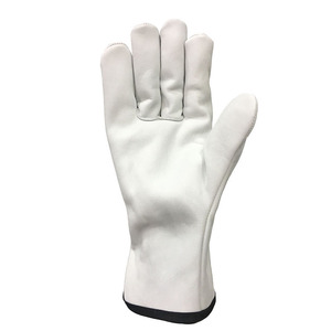 Sheepskin-Leather <b>Gloves</b> <b>Red</b>-Color Winter Sports Gear For Cycling-SkiingWelding Full Palm Nylon Diamond Texture Flexible - Product Image 4