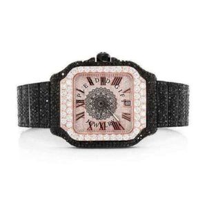 Reloj de Lujo para Hombre con Esfera Cuadrada de Cristal de Zafiro, Detalles de Moissanita, Correa de 15 mm, Números Romanos y Movimiento ETA, un Regalo Espléndido - Product Image 1