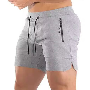 Shorts unis de couleur unie pour hommes, coupe classique, tissu doux, vêtements de sport pour la musculation et l'entraînement. - Product Image 2