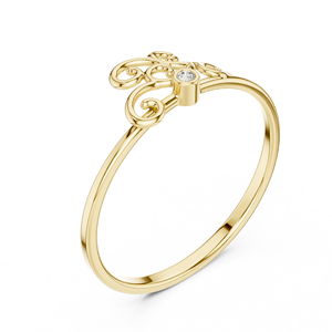 Anillo de oro macizo de 14k para mujer con diamante de corte redondo minimalista de diseño de mariposa, ideal para regalo, compromiso, aniversario, boda. - Product Image 1